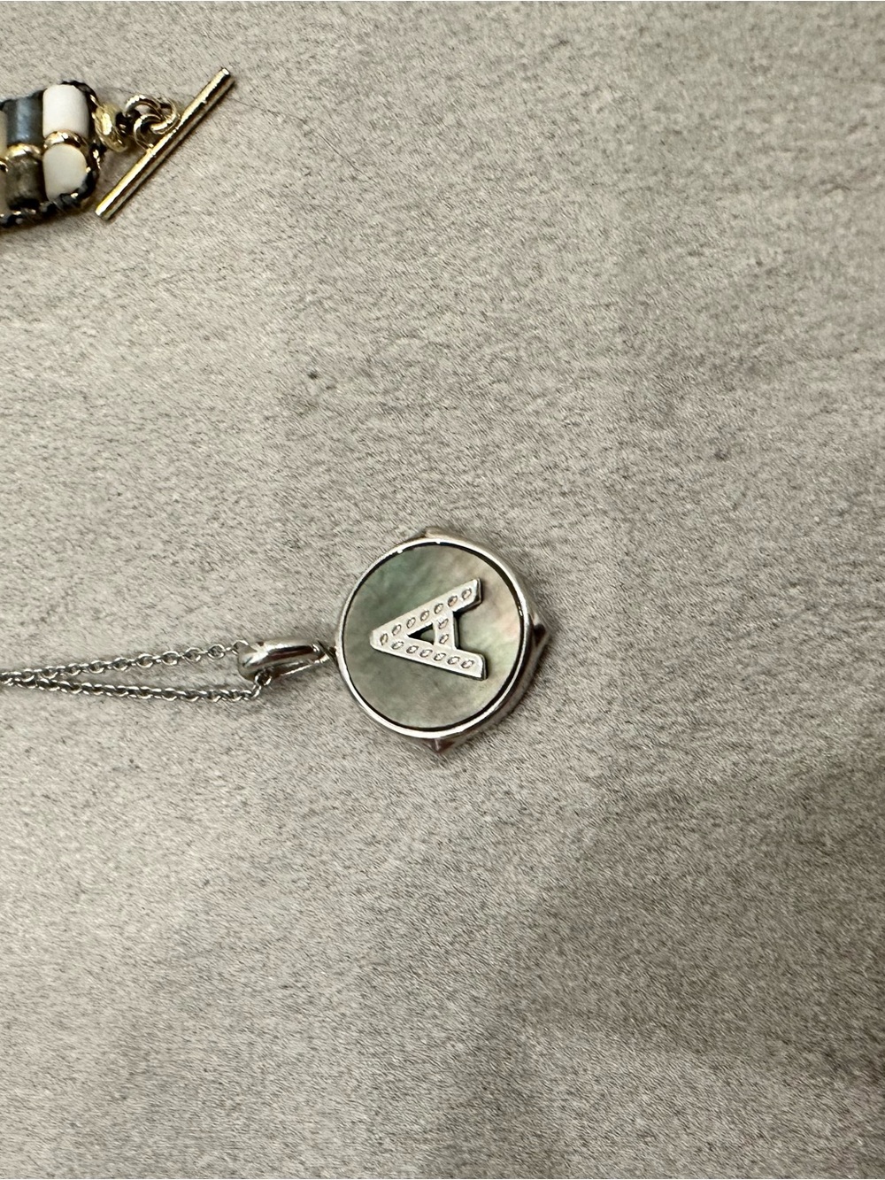 Kendra Scott Silver Mother-of-Pearl Initial A Pendant Necklace